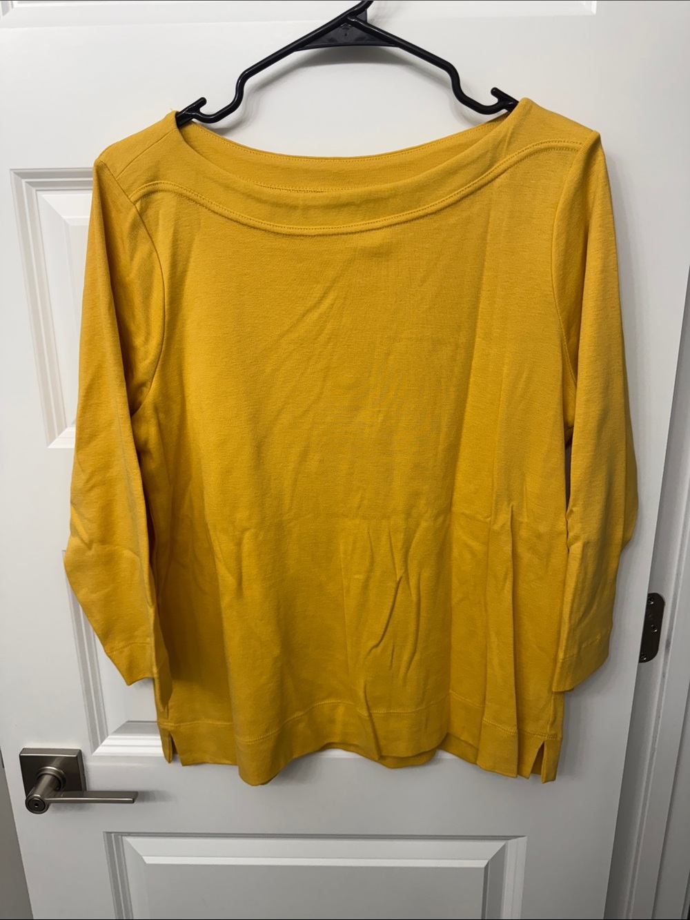 Chico's Mustard Boatneck Long-Sleeve Top